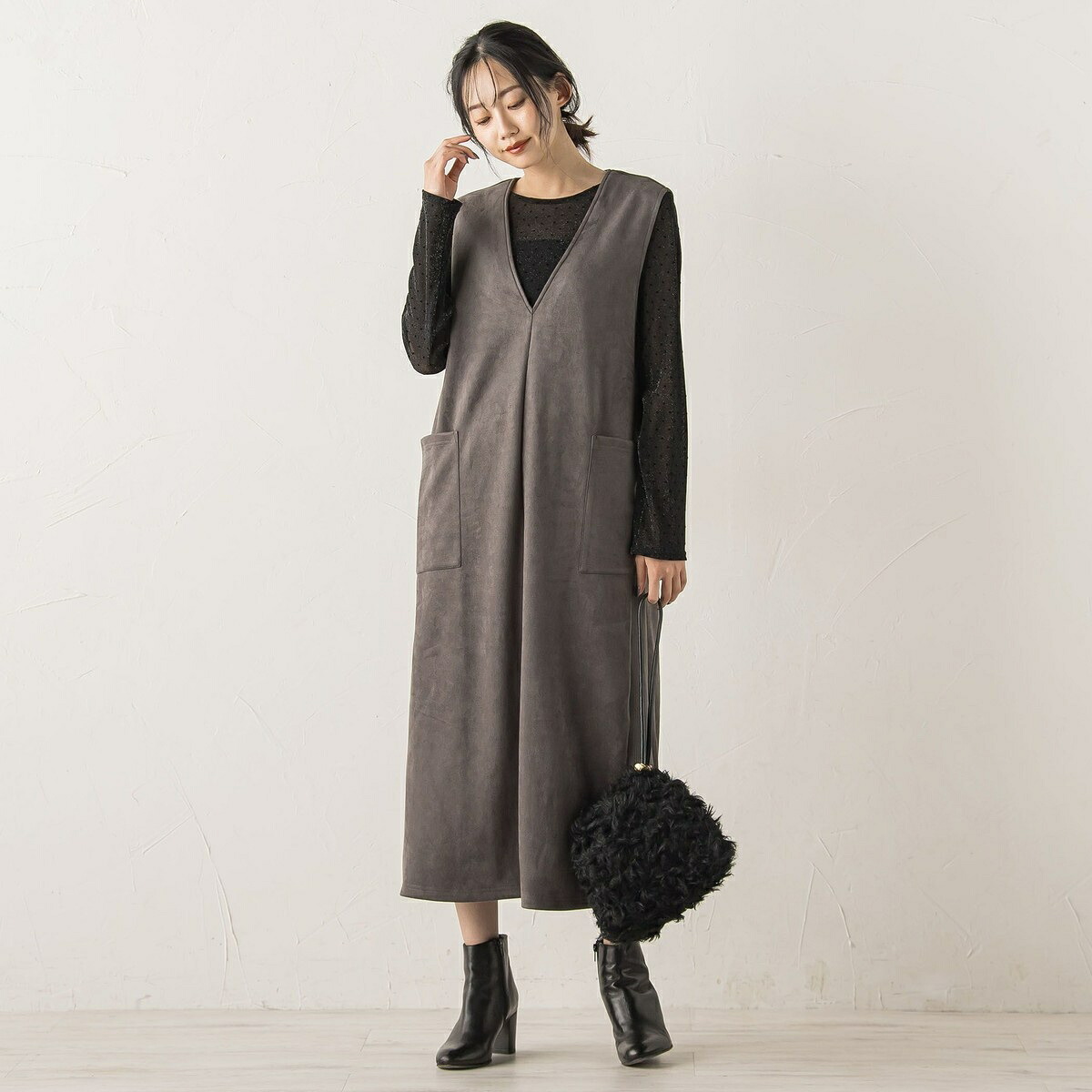 マシュマロスウェードワンピース≪手洗い可能≫／ドロワットロートレアモン（Droite lautreamont）