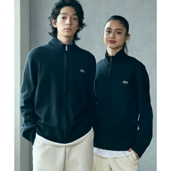 ハイネックフルジップ ウールニットセーター / ドライバーズニット／ラコステ（LACOSTE）