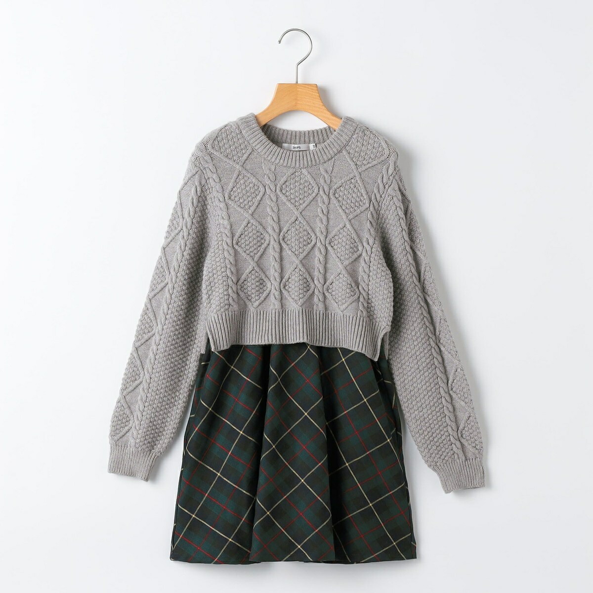 SHIPS KIDS:100～130cm /〈洗濯機可能〉ケーブルニット ドッキング ワンピース／シップス（SHIPS）