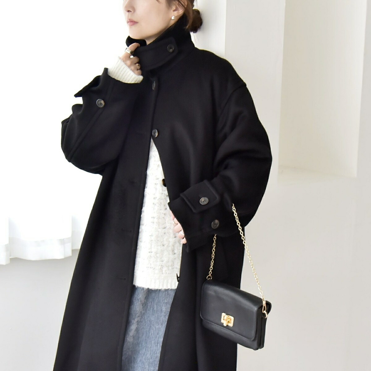 quaranciel: PURE WOOL スタンド ＆ ステンカラー ロング コート／カランシエル（quaranciel）