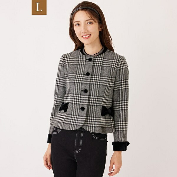 【L】グレンチェック ノーカラージャケット/トゥービーシック(TO BE CHIC)|丸井(マルイ)店