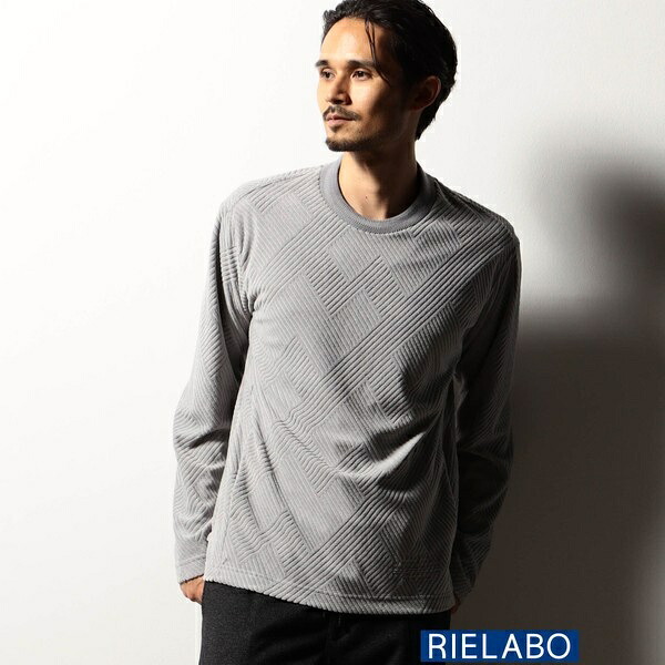 【RIELABO】パイルジャカード クルーネックプルオーバー／ニコルクラブフォーメン（NICOLE CLUB FOR MEN）