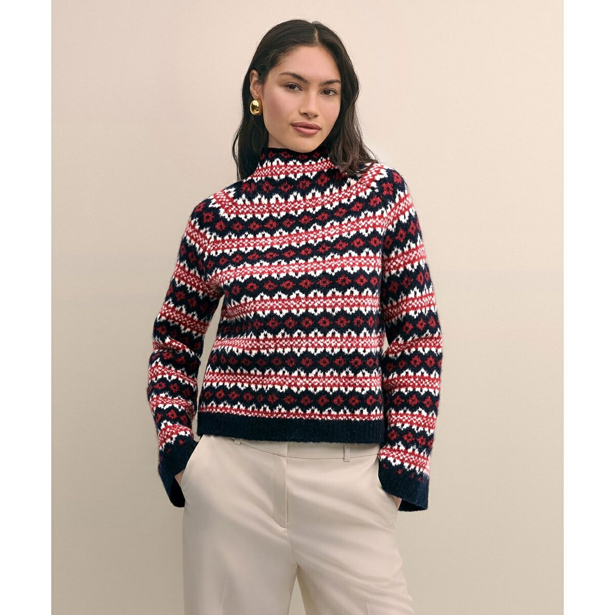 楽天市場】ウール ニット ハウンドトゥース プレーンフロント