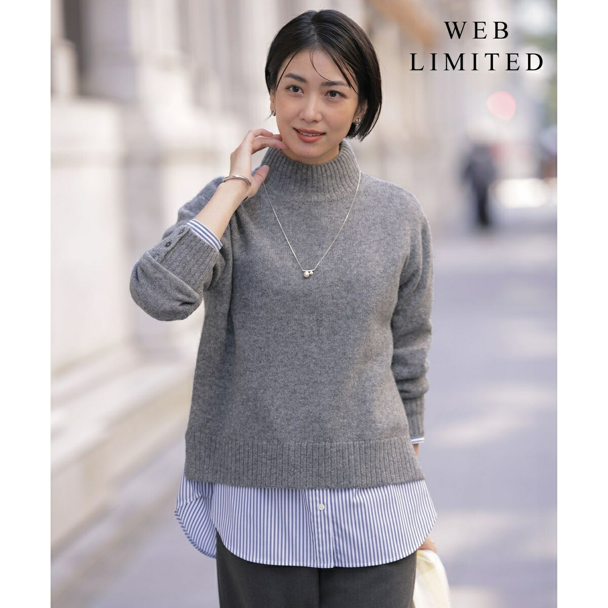 【WEB限定】YAK BLEND ハイネック ニット／Ｊプレス（J.PRESS）