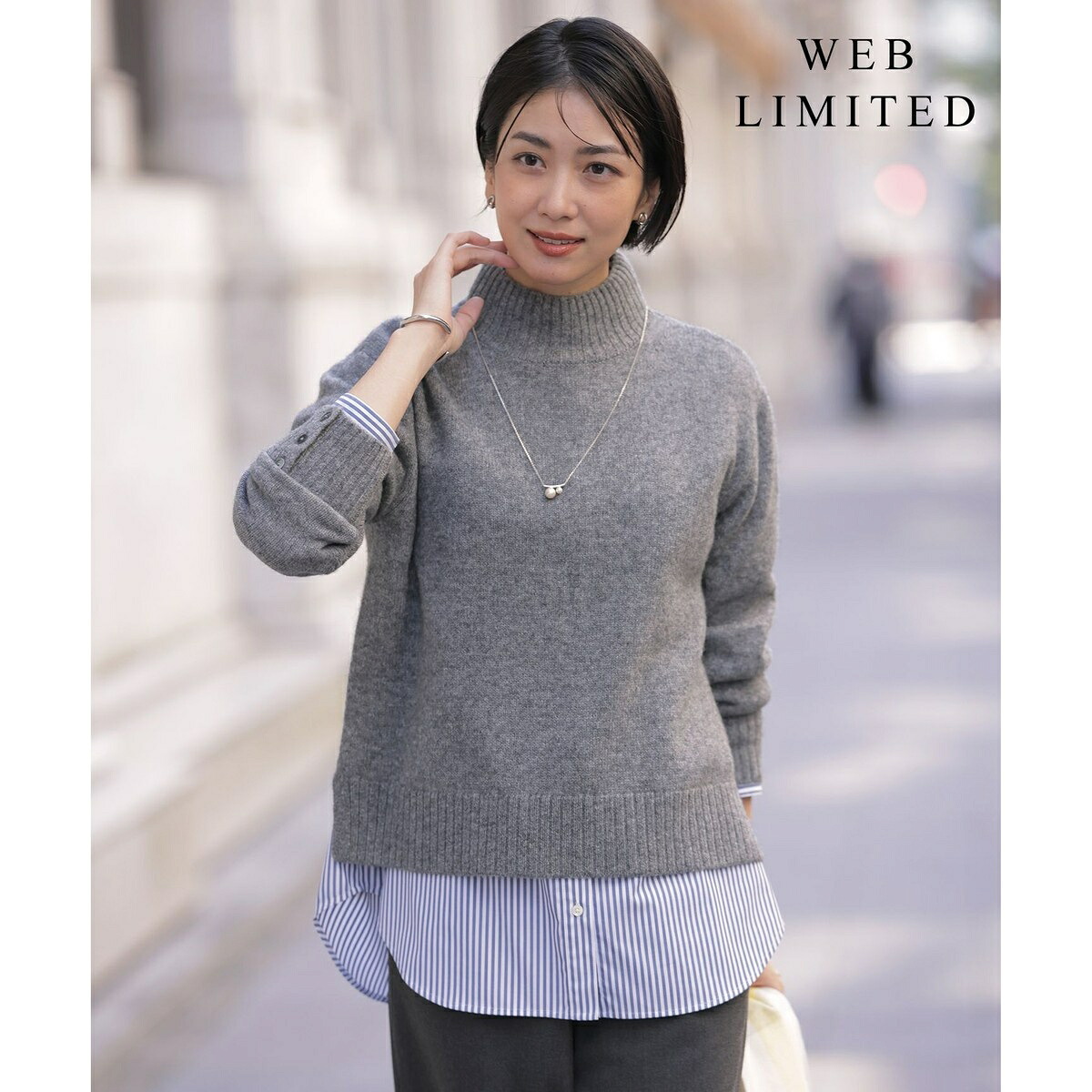 【WEB限定】YAK BLEND ハイネック ニット／Ｊプレス（J.PRESS）