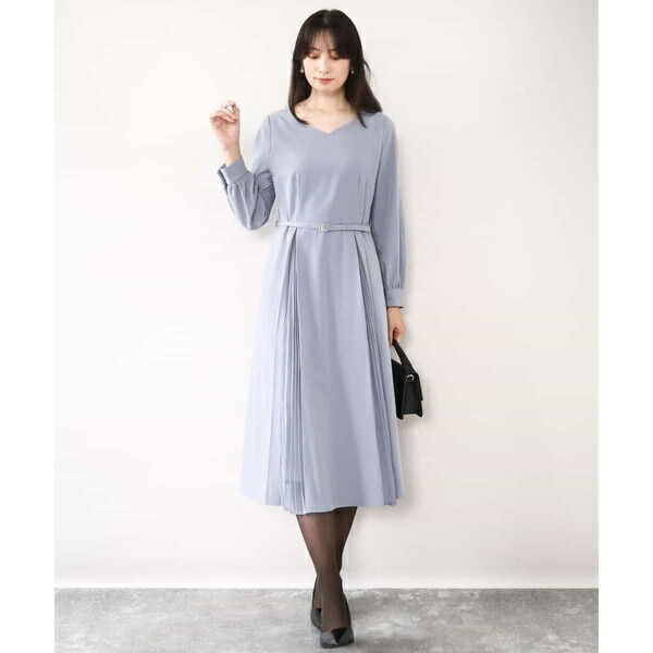 シフォンプリーツデザインワンピース/洗える/WEB限定サイズあり／オフオン（OFUON）