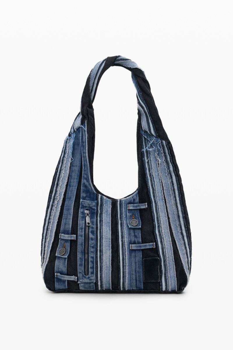 デニムパッチの中型オーバルハンドバッグ ポーチ付き／デシグアル（Desigual）