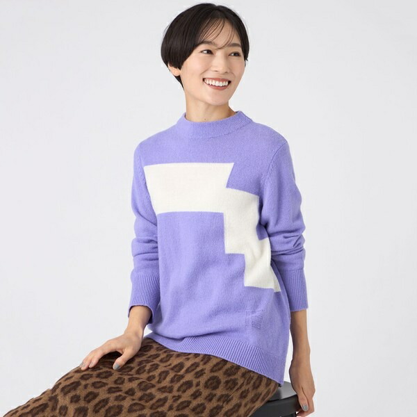 【SANYO Style EDITION掲載】【ウォッシャブル】ブロッキングウールニットプルオーバー／エヴェックス バイ クリツィア（EVEX by KRIZIA）