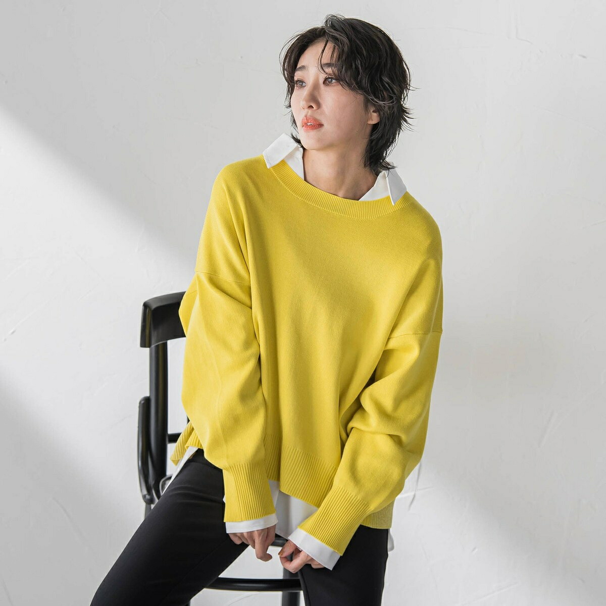 【WEB限定/新色追加】”3コーデが叶う2点セット”ニット×シャツ／ラエフ（la.f...）