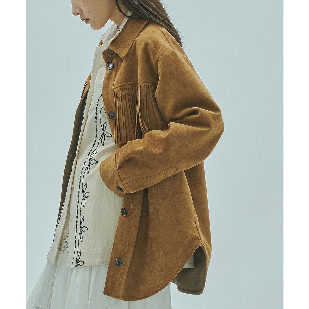 mag.by c/FAKE SUEDE FRINGE JAKET／ローズバッド（ROSE BUD）