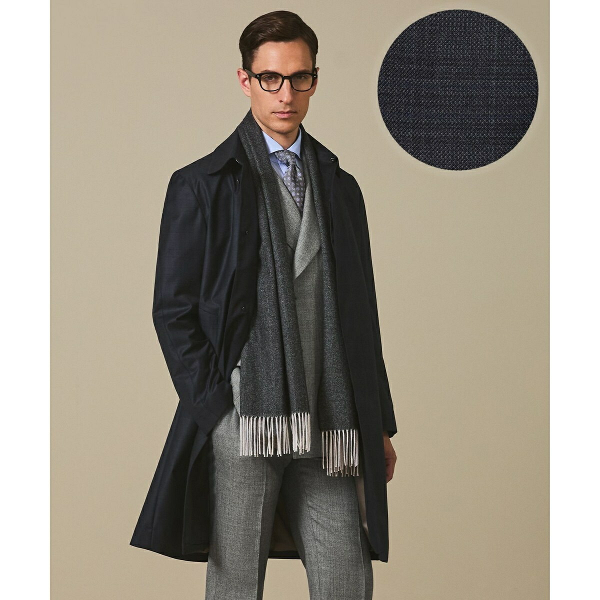 【Zegna/ゼニア】TROFEOラミネートロング ステンカラー厚地の外套／五大陸（gotairiku） コート・ジャケット-メンズファッション