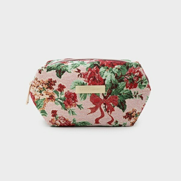 【ジャカードギフトにおすすめ！】メアリーポート ブーケ柄 ポーチ／ローラ アシュレイ（LAURA ASHLEY）