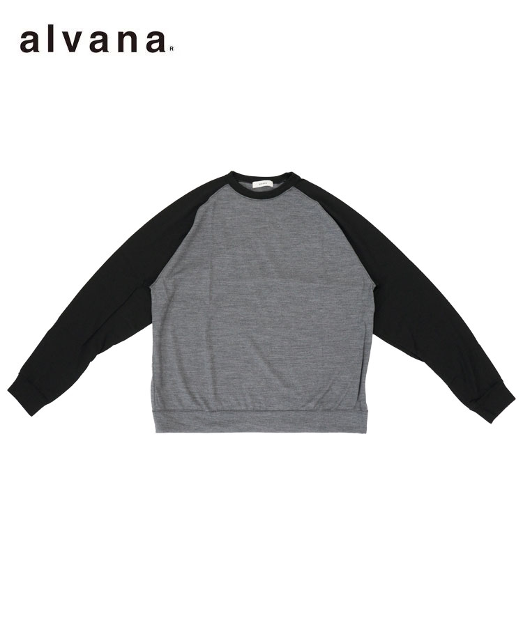 WOOL L/S SWEAT TEE SHIRTS / グレー×ブラック [ALV-00135]／スタイライズ（STYLISE）