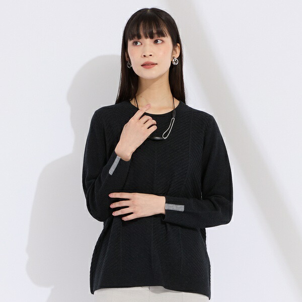 【L～4L/合奏団相応う】ティーシャツ編み物／リリアンビューティ（Liliane Burty） トップス-レディースファッション-ニット・セーター