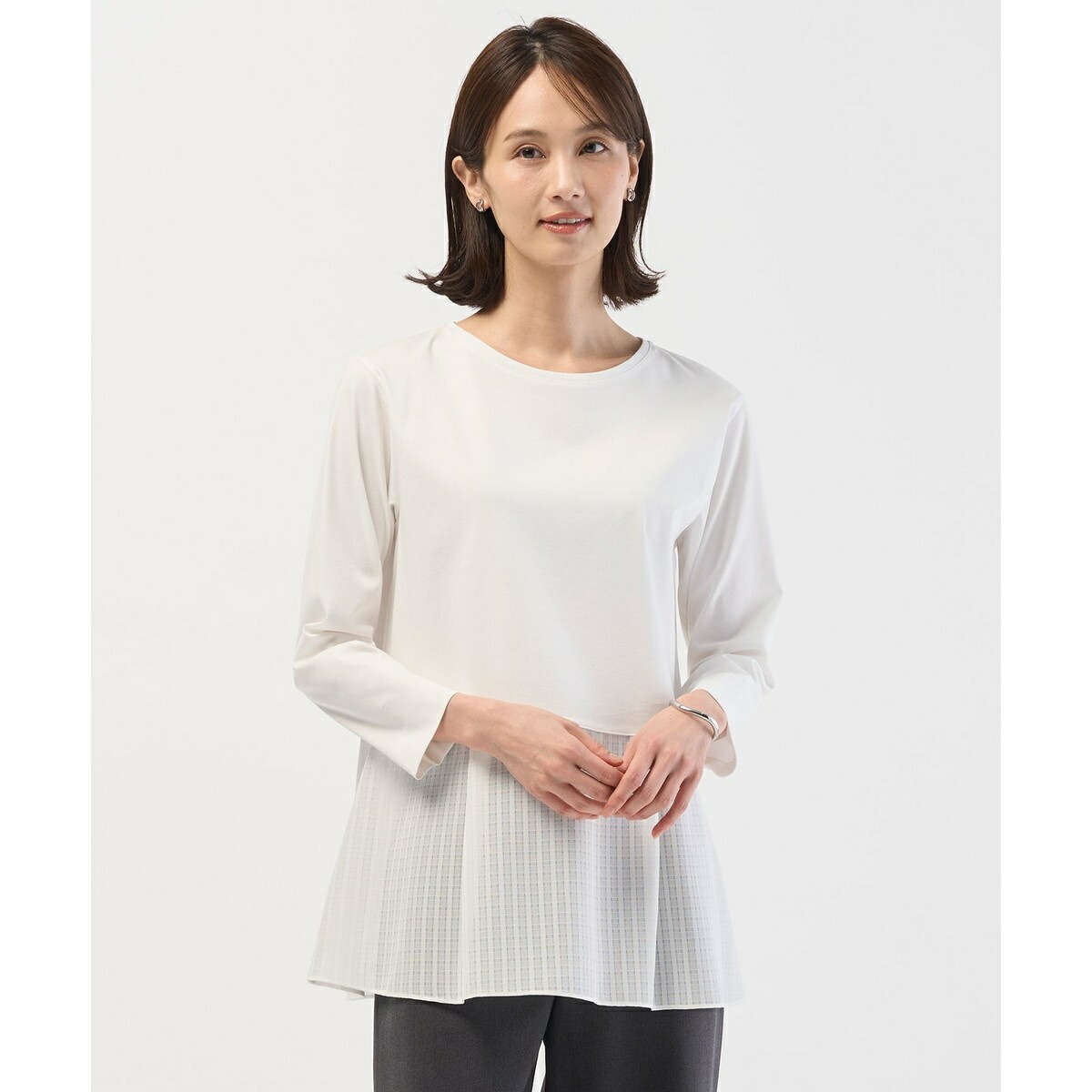 【WEB制限事項色合いあり】レイヤードフレア カットソー／Ｊ押し付ける（J.PRESS） Tシャツ・カットソー-トップス
