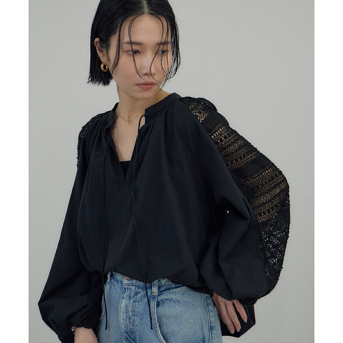 【WEB限定】レースアクセントブラウス／サロン アダム エ ロペ（SALON adam et rope' ）