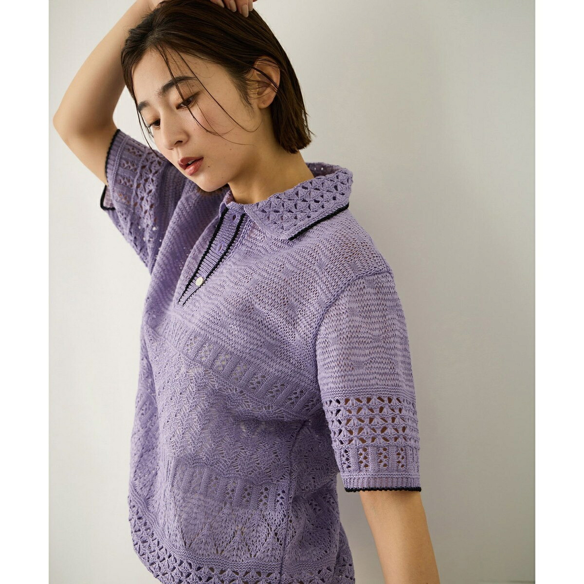 【COOHEM(コーヘン)】SUKASHI EMBOSSED KNIT/イージーケア・セットアップ対／ロペ（ROPE'）