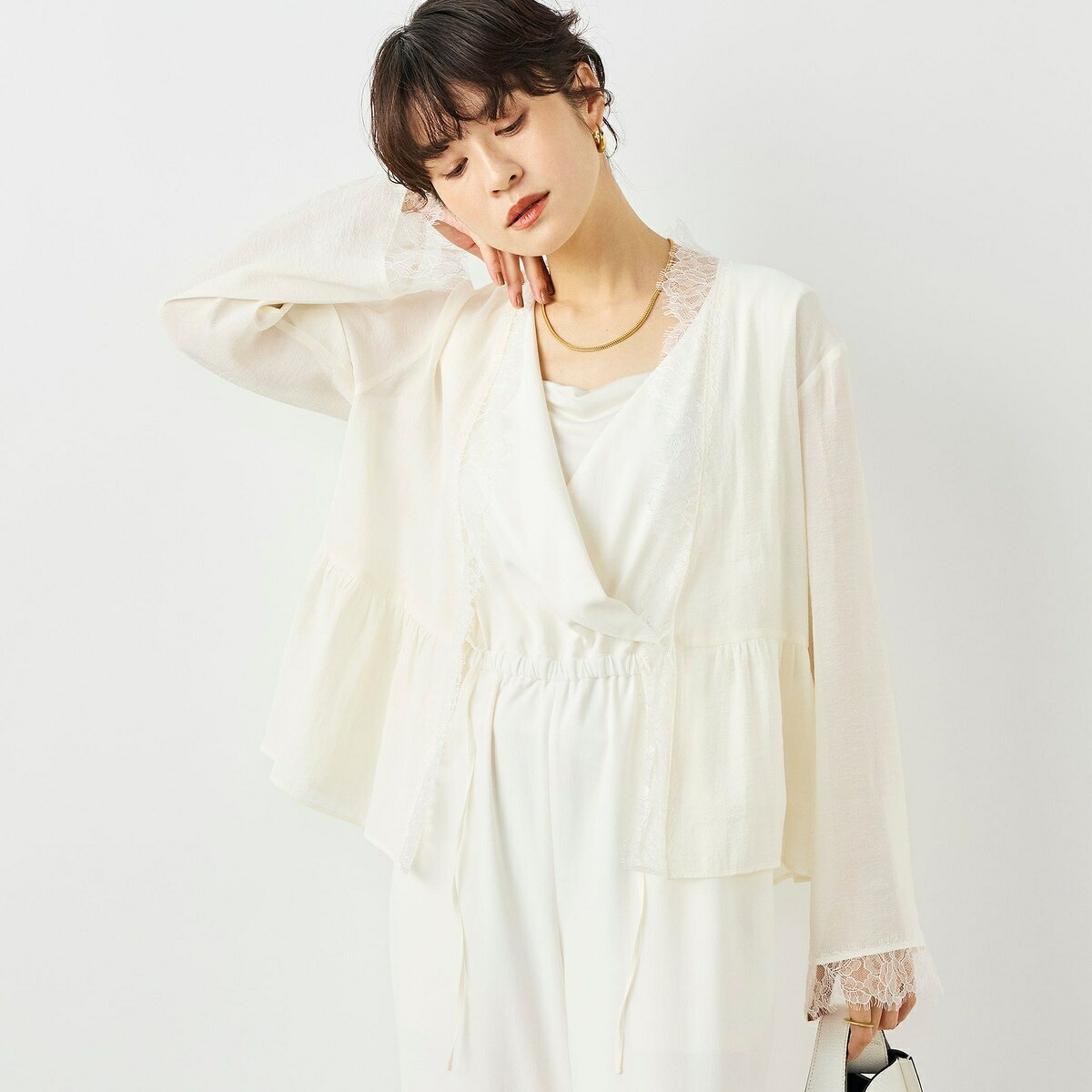 ウォッシャブルレーストリミングオーガンジーブラウス／ノーリーズソフィー（NOLLEY’S sophi） 15,246円