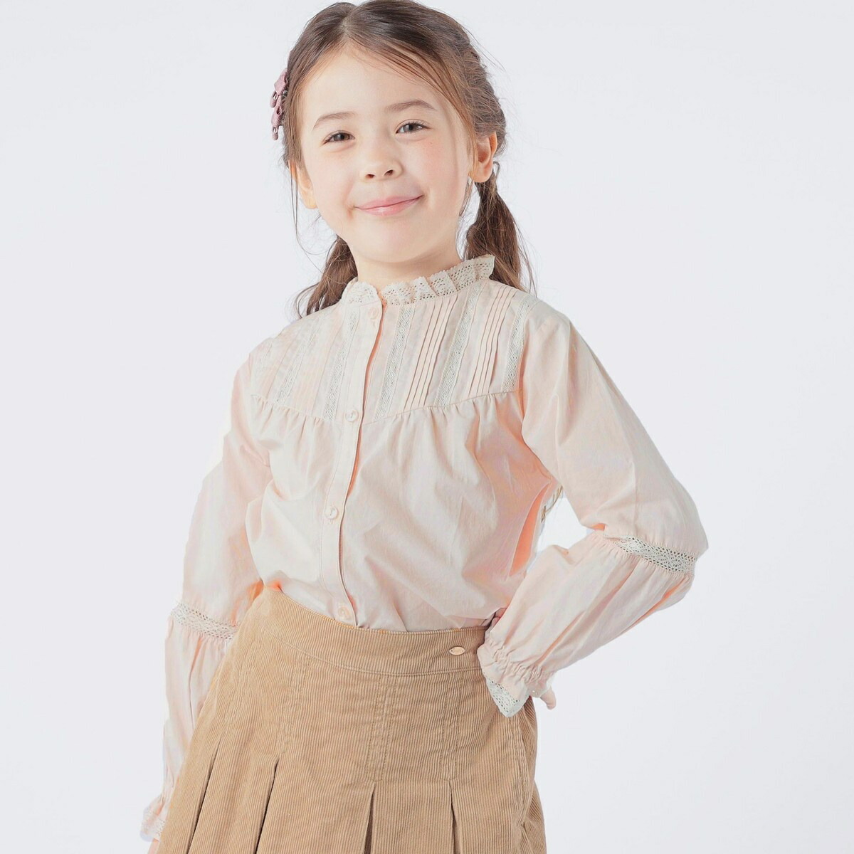SHIPS KIDS:100～130cm / ピンタック レース ブラウス／シップス（SHIPS）