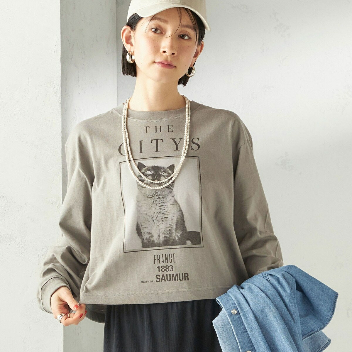 【SHIPS別注】Odub: フォト プリント クロップド ロングスリーブ TEE／シップス（SHIPS）