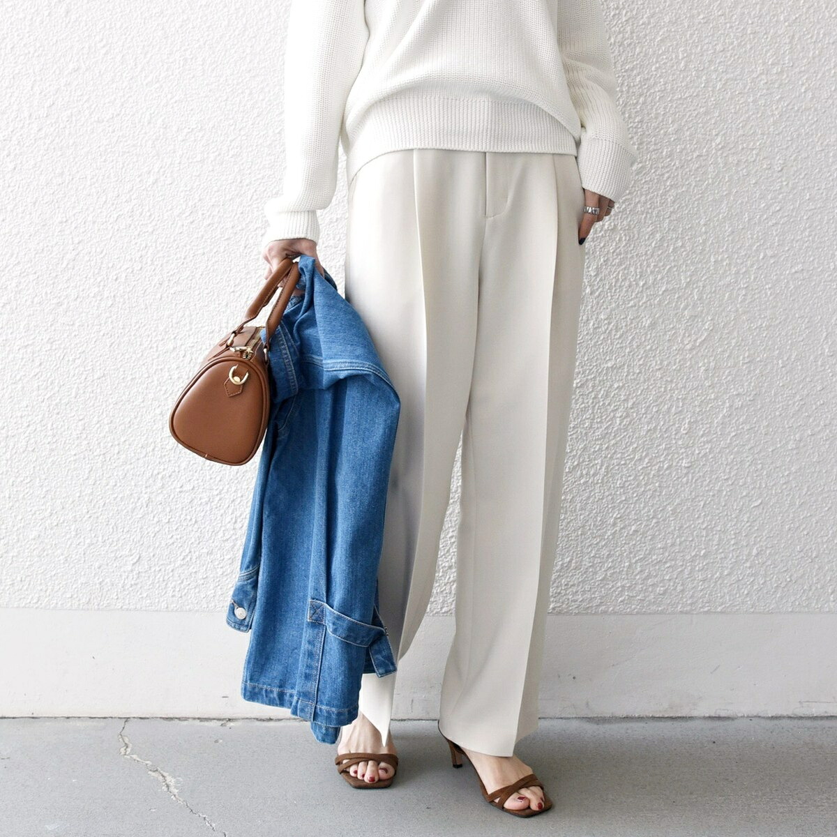 SHIPS any:〈洗濯機可能〉ダブルクロス タック ストレート パンツ［NAVY BLUE］／シップス エニィ（SHIPS any） 8,030円