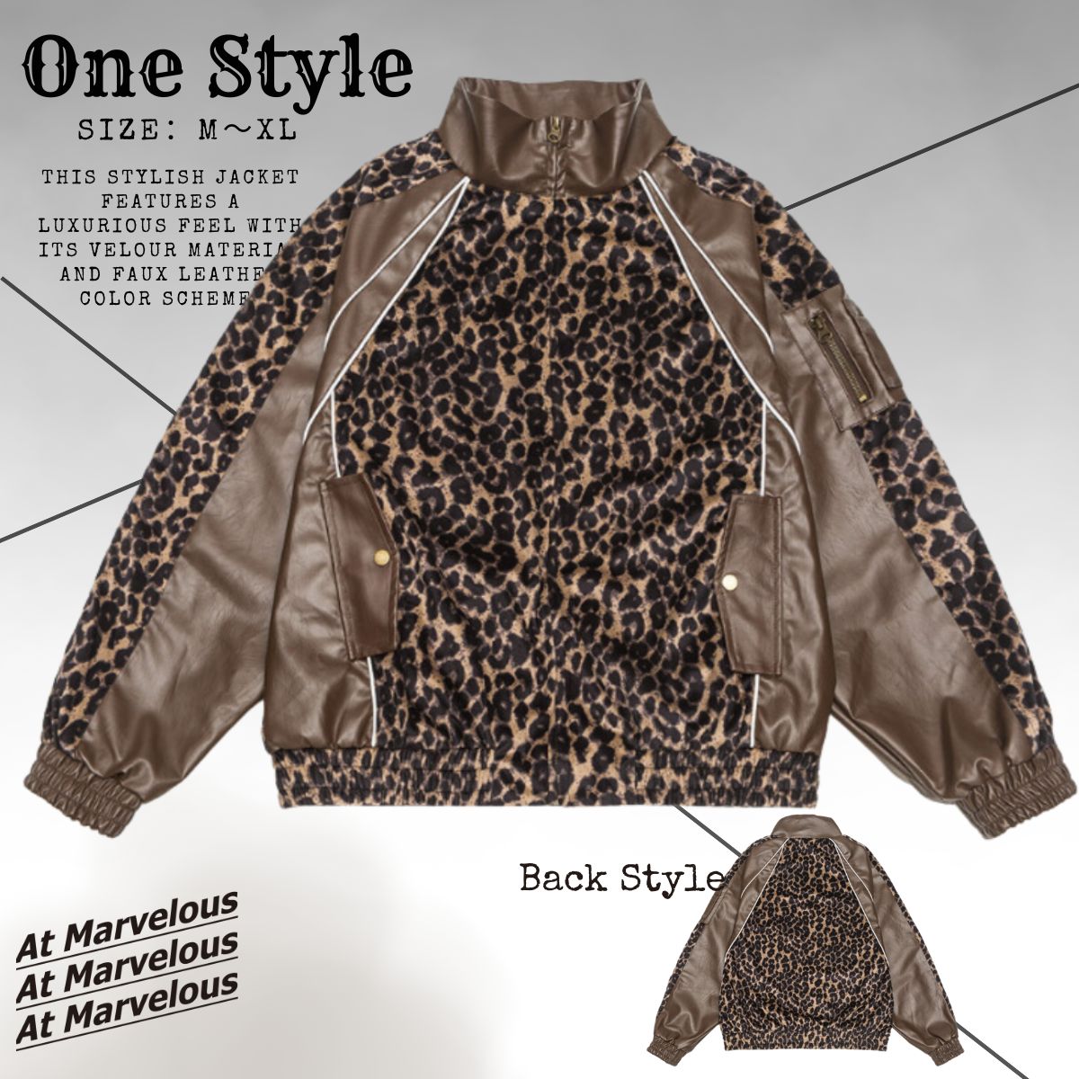 Outer/フェイクレザー配色レオパードＪＫ ST/No.23295／アットマーベラス（At Marvelous）