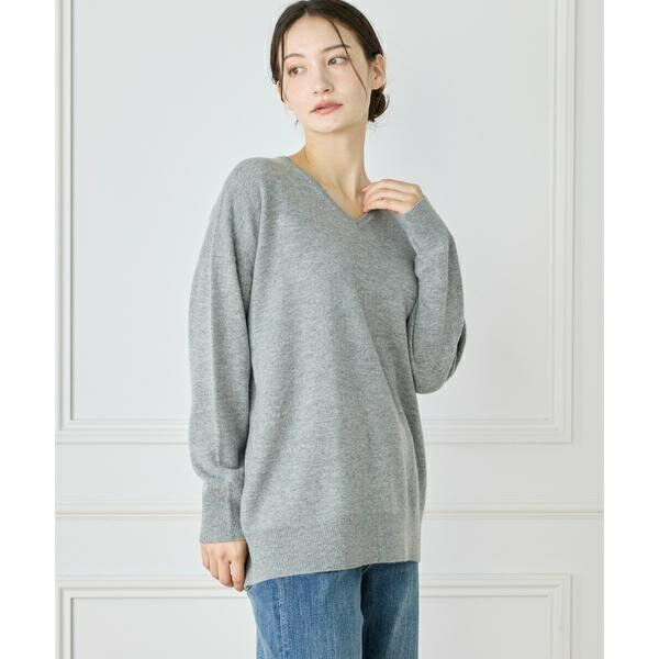 《WEB限定カラー》カシミヤ混Vネックチュニックニット /イネド(INED)