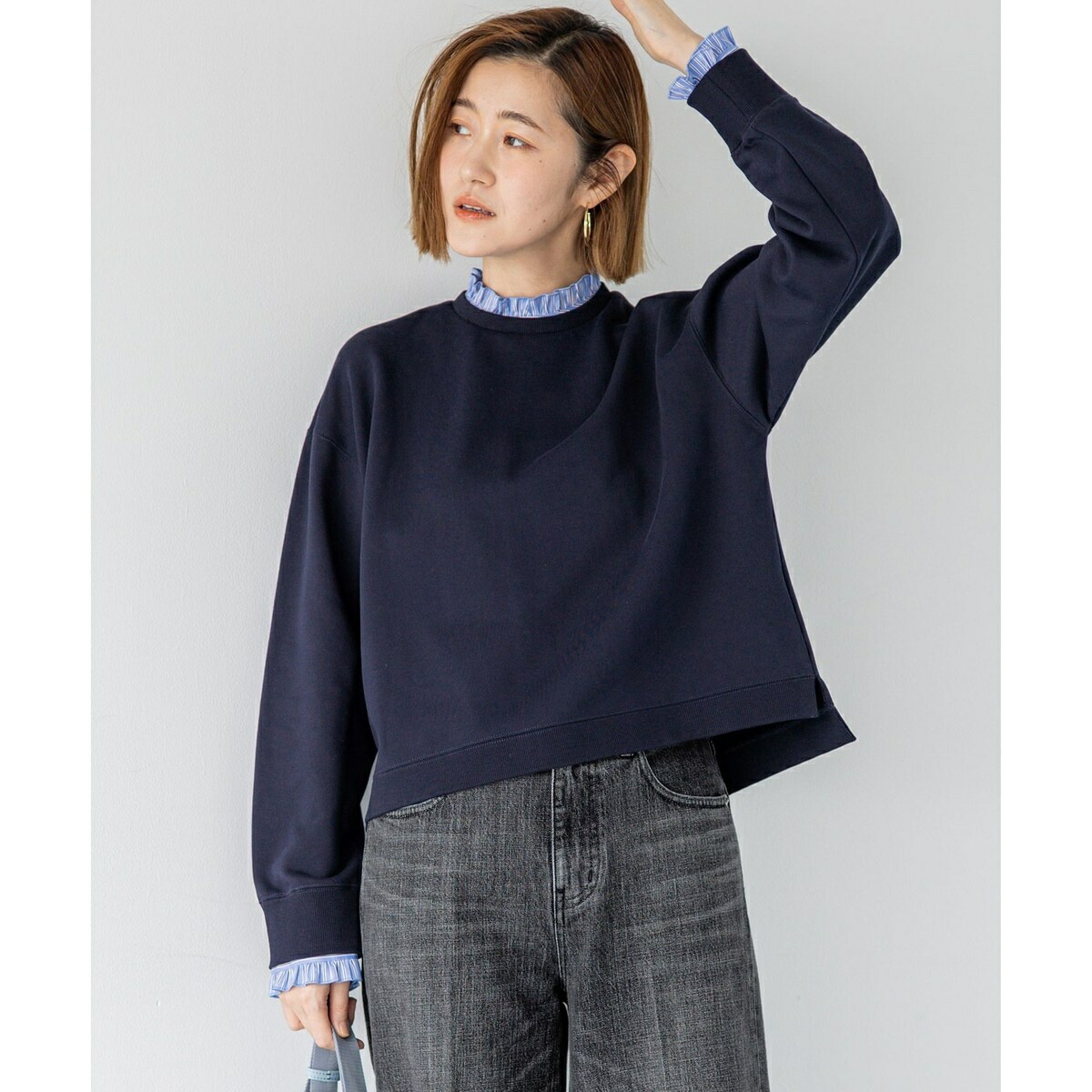 【WEB＆一部店舗限定】クリアコットンテリー ストライプフリル スウェット／23区（23KU）