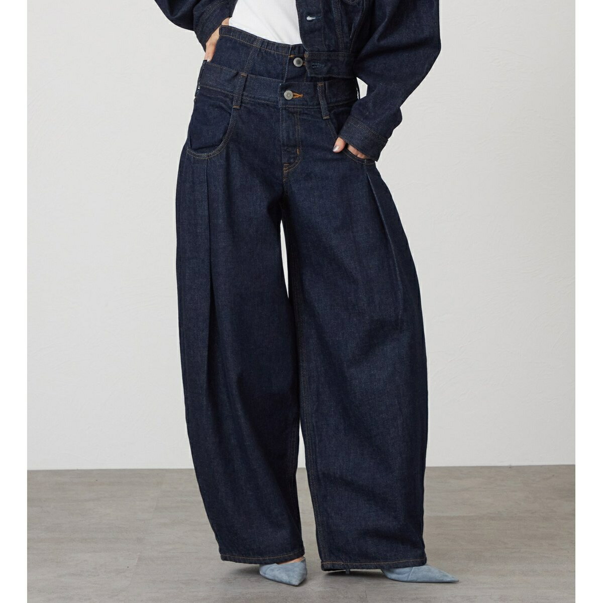 atelier SOMETHING　DOUBLE BELT WIDE PANTS/ダブルベルトワイド／サムシング（SOMETHING）