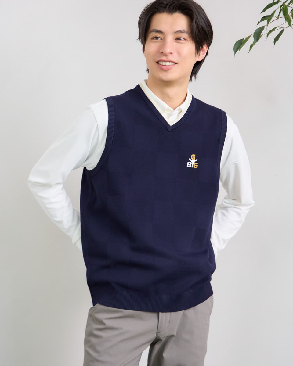 SPIKEニットベスト　[洗える・手洗いOK]【GBGOLF】／ゴールデンベア（GOLDENBEAR）