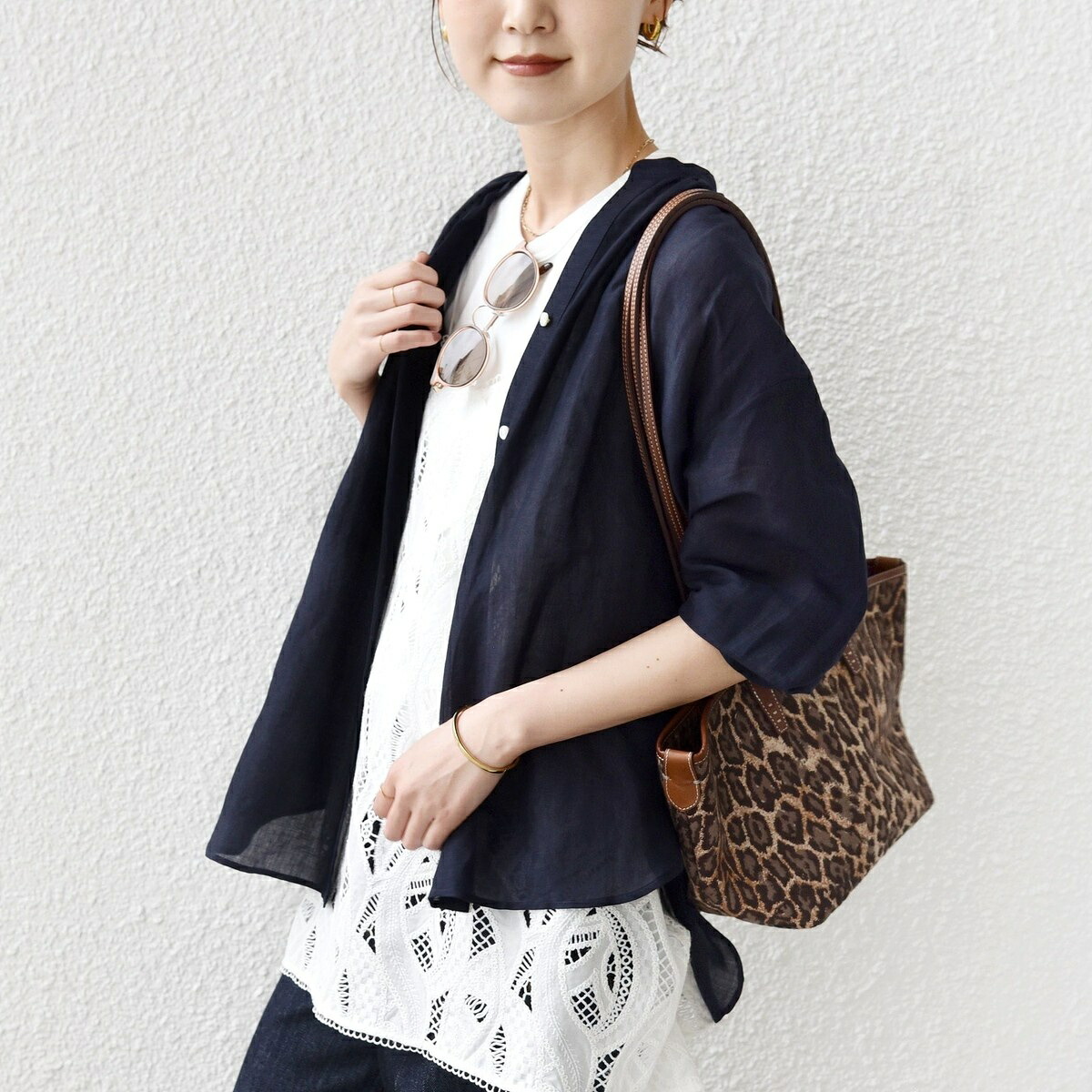 《一部追加予約》〈手洗い可能〉IMPERIAL LINEN 混 バンドカラー スキッパー シャツ／シップス（SHIPS）