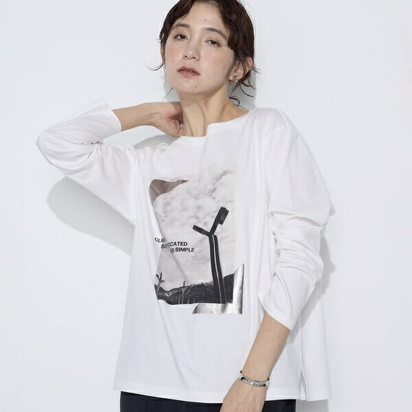 〔 Sサイズ 〕 スーピマバイオシルスムース プリントTシャツ／コムサ（COMME CA）