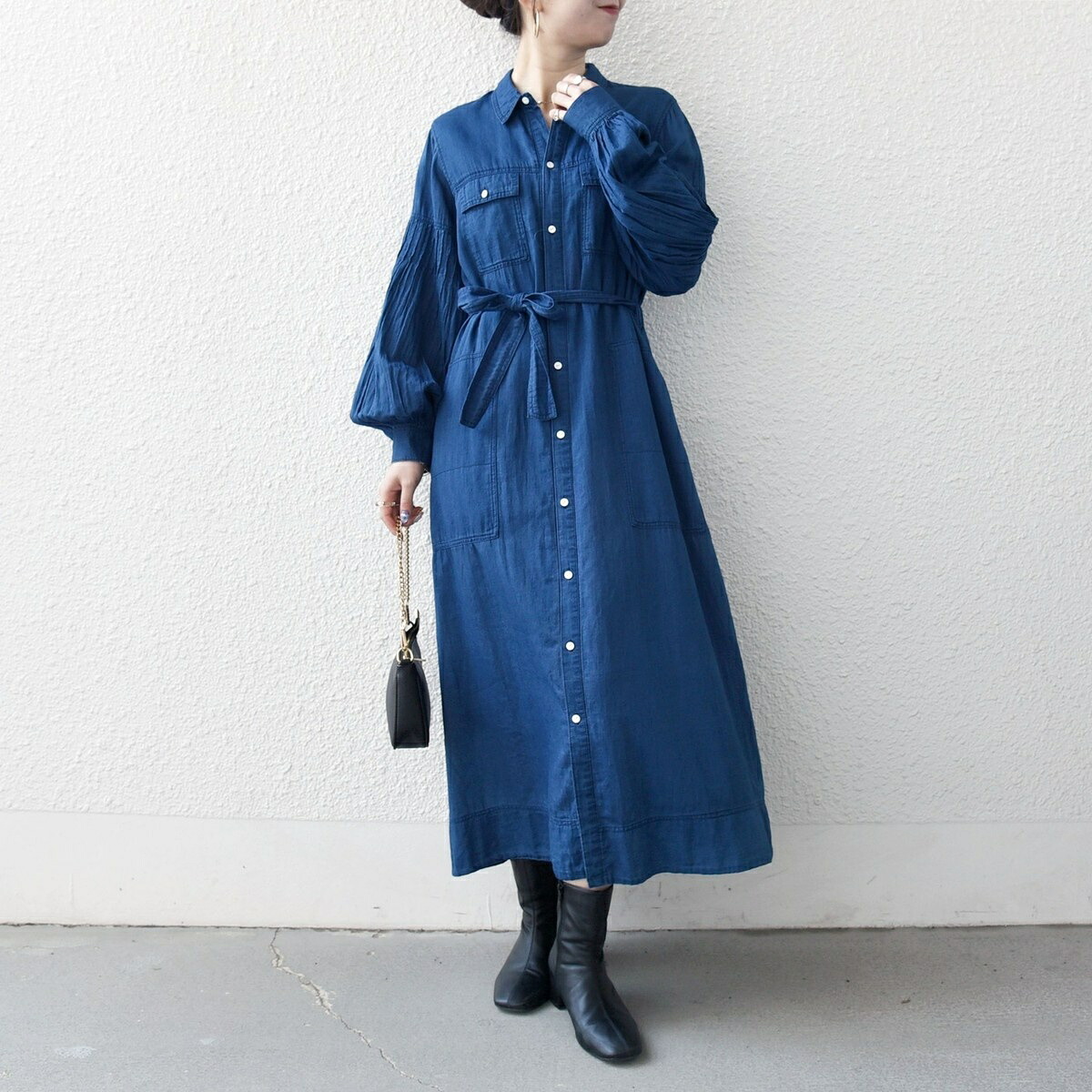 SHIPS any:〈室内用便器能力のある〉シアー ジーンズ 衣嚢 ロング プルオーバー 衣装／シップス エニィ（SHIPS any）