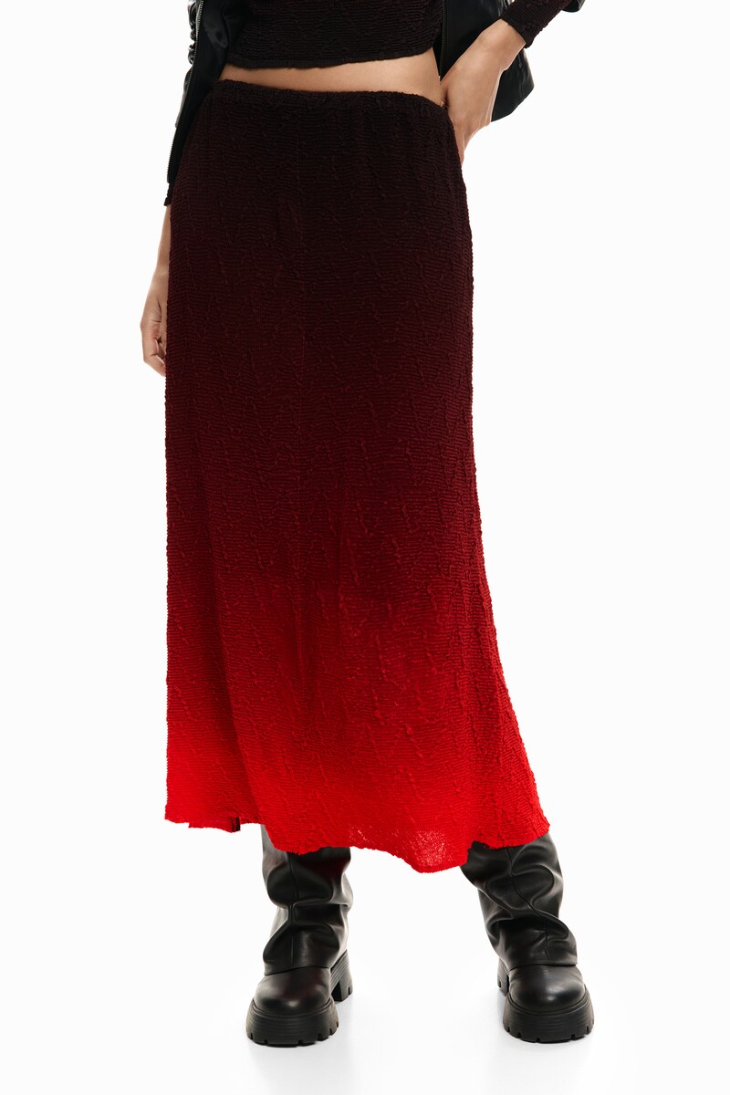 【3サイズ展開/ウエストゴム】ミディ丈グラデーションスカート 2026SS 新作／デシグアル（Desigual）