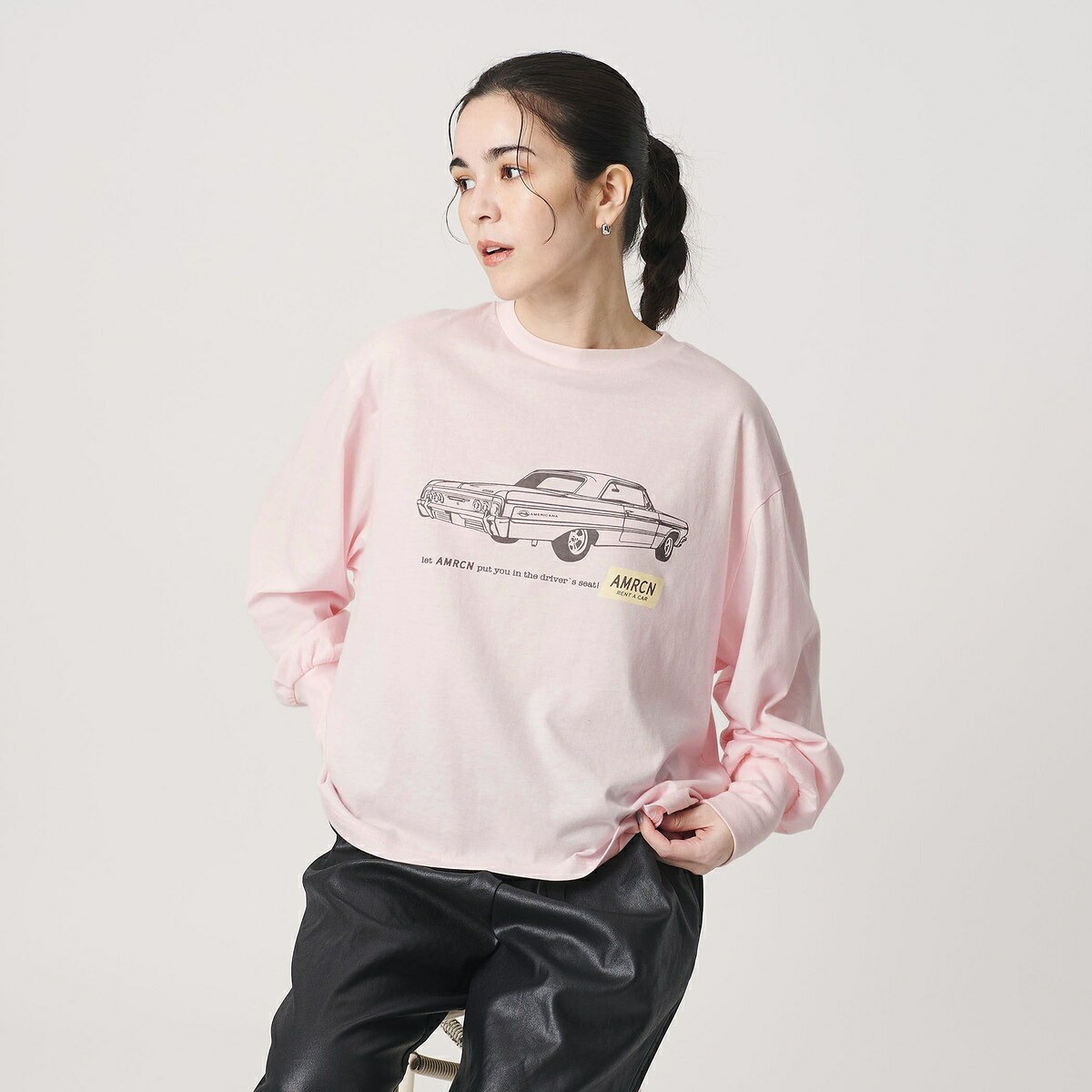 【WEB制限事項/別注】＜Americana＞刷り上げる ロング捩りティーシャツ／もの言う花＆若い衆 ユナイテッドアローズ（BEAUTY＆YOUTH） レディースファッション-トップス