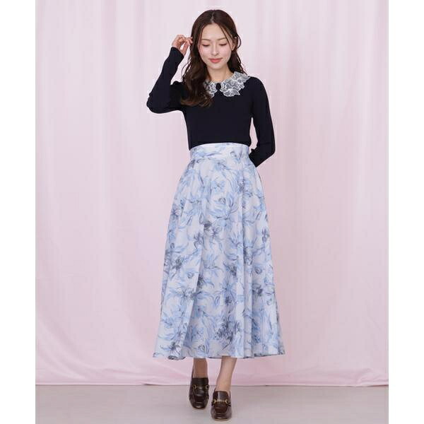 シアーアートフラワープリントスカート／内鰓 バイ 内鰓 スチュアート（JILL by JILL STUART）