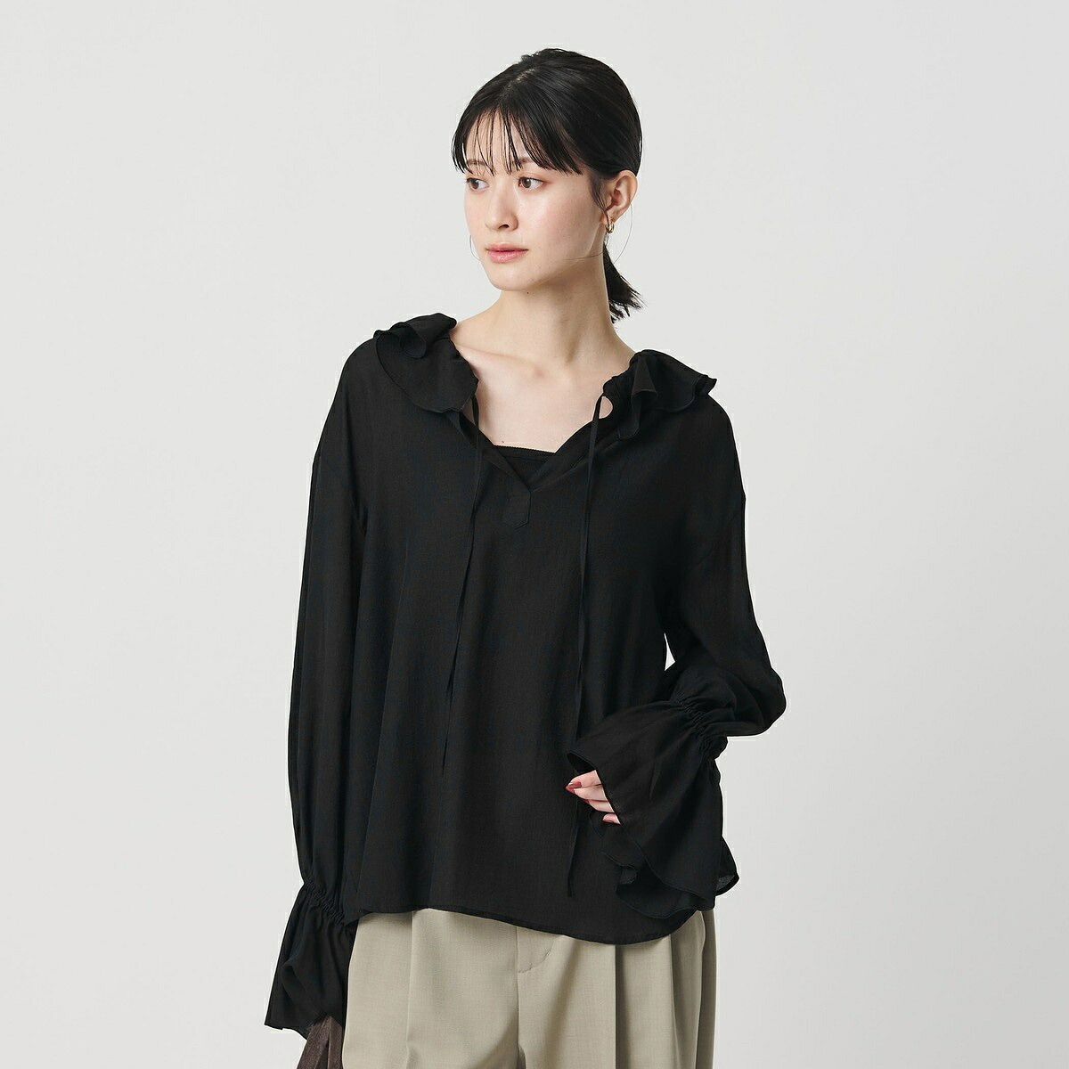 ラッフル スキッパーブラウス／ビューティー＆ユース ユナイテッドアローズ（BEAUTY＆YOUTH）