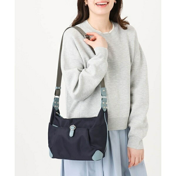 [撥水/軽量]レザーポイントナイロンショルダーバッグ／MK ミッシェルクラン バッグ（MK MICHEL KLEIN BAG）