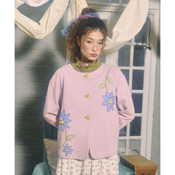 Palominos flor フラワーアップリケカーディガン／ホコモモラ（JOCOMOMOLA） レディースファッション-トップス