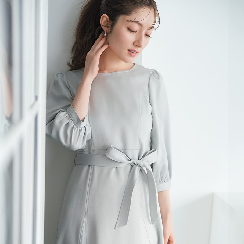 2026春夏新作 ポリデニム配色ステッチワンピース／ミッシュマッシュ（MISCH MASCH）