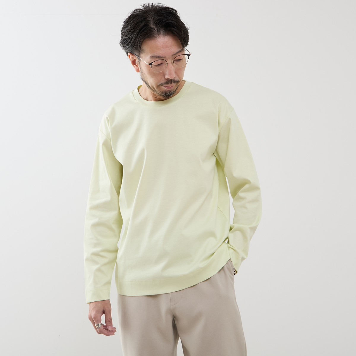 マーセライズドスムースロンT／メンズメルローズ（MEN MELROSE）