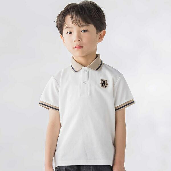編立リブ鹿の子半袖ポロシャツ(95~150cm)／ベベ プチ ポワ ヴェール（BeBe Petits Pois Vert）