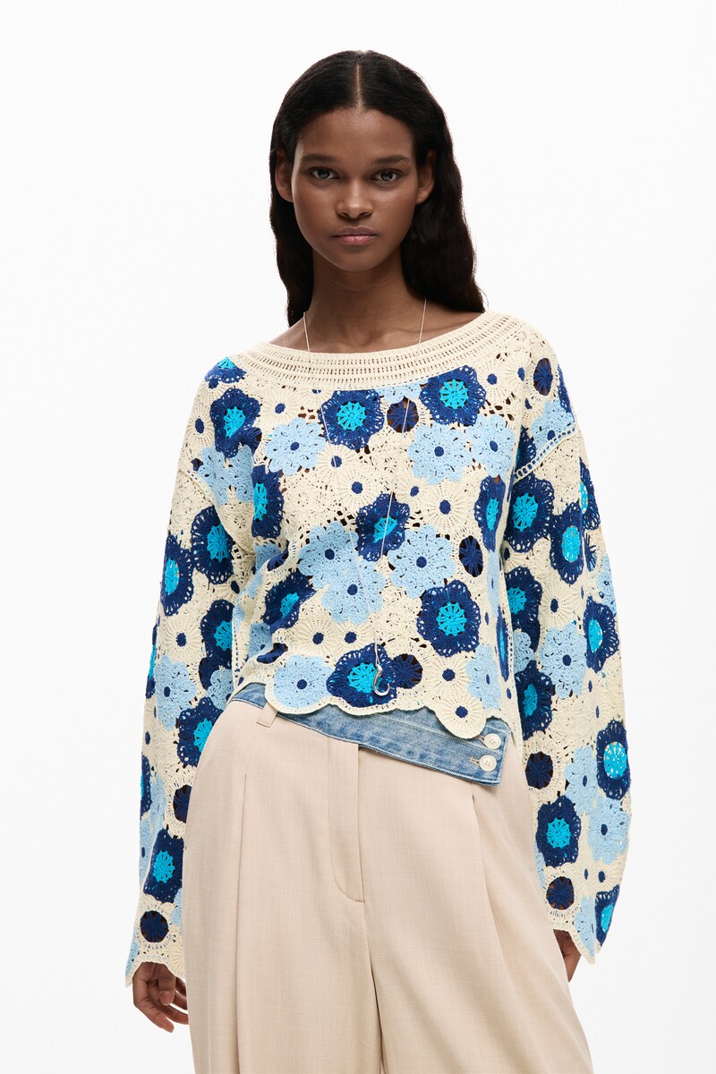 【5サイズ展開】花柄クロシェセーター 2026SS 新作／デシグアル（Desigual）