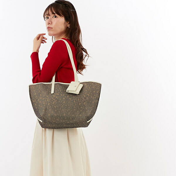 カシュカシュ cachecache / チュールメッシュヒョウ柄プリントトートＬ／カシュカシュ（cache cache）