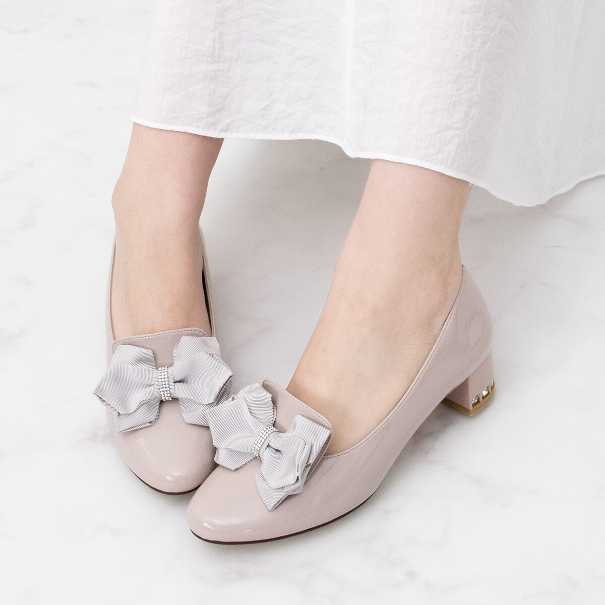 Bridget Birkin◆4cmヒール◆ヒールアップキラキラリボンローファー／ブリジット バーキン（Bridget Birkin）