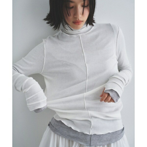 edge-fit ribbed turtleneck／コードエー（CODE A） レディースファッション-トップス-Tシャツ・カットソー