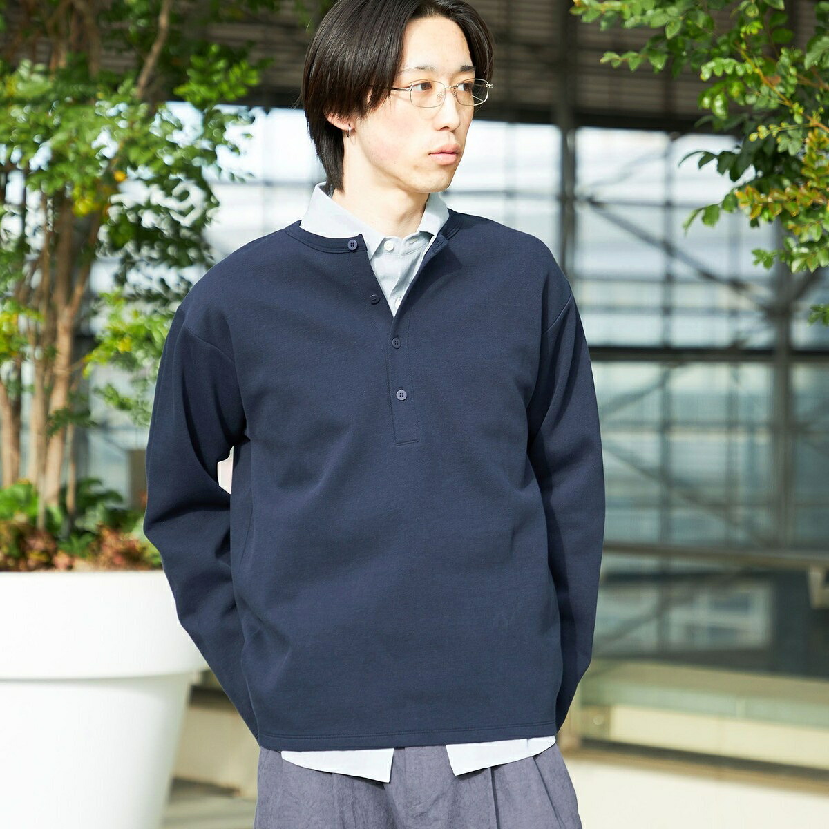 City Ambient Products: ピケ ヘンリー ネック ロングスリーブ／シップス（SHIPS）