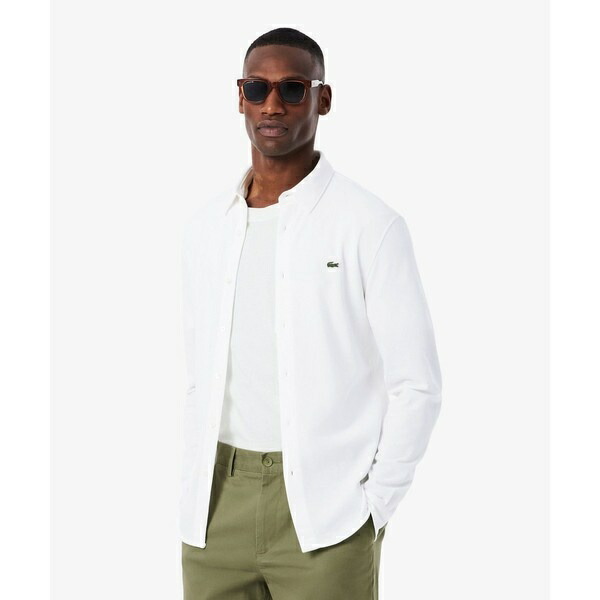 スリムフィット オーガニックコットン鹿の子地長袖シャツ／ラコステ（LACOSTE）