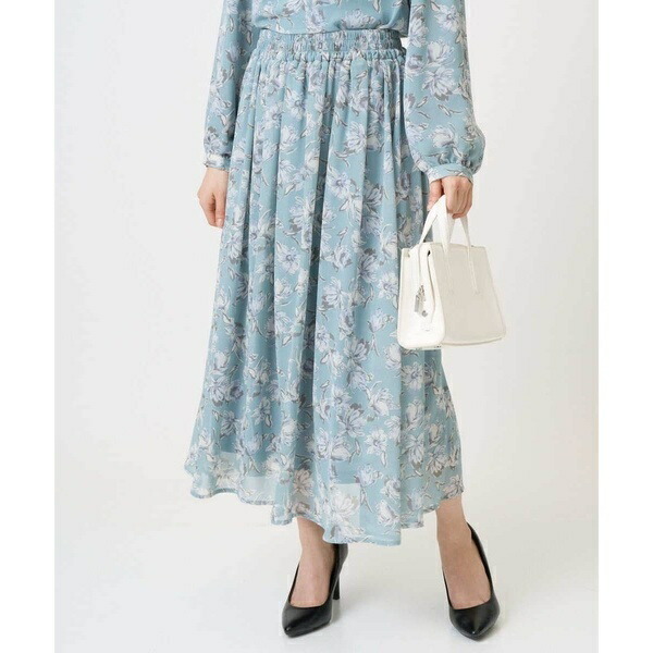 【小さいサイズ】花柄シフォンスカート/丈の長さが選べる/洗濯機で洗える/セットアップ対応／MK ミッシェルクラン（MK MICHEL KLEIN ）