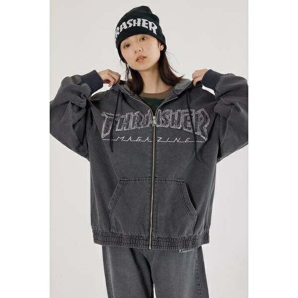 【UNISEX】(THRASHER) デニムフードブルゾン／ロデオクラウンズ ワイドボウル（RODEO CROWNS WIDE BOWL）